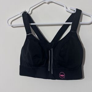 SheFit Women's 1Luxe Adjustable Black Ultimate Sports Bra Zip Front